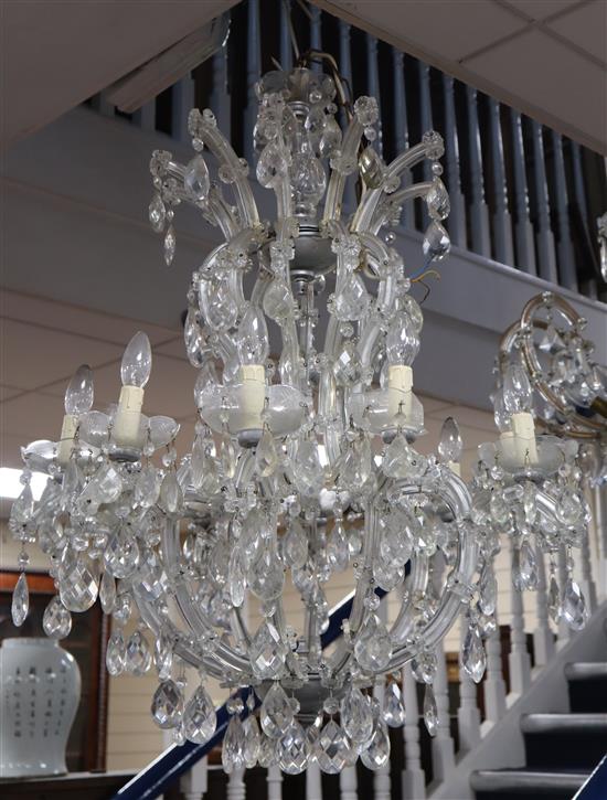 A large ten branch cut glass chandelier H.97cm